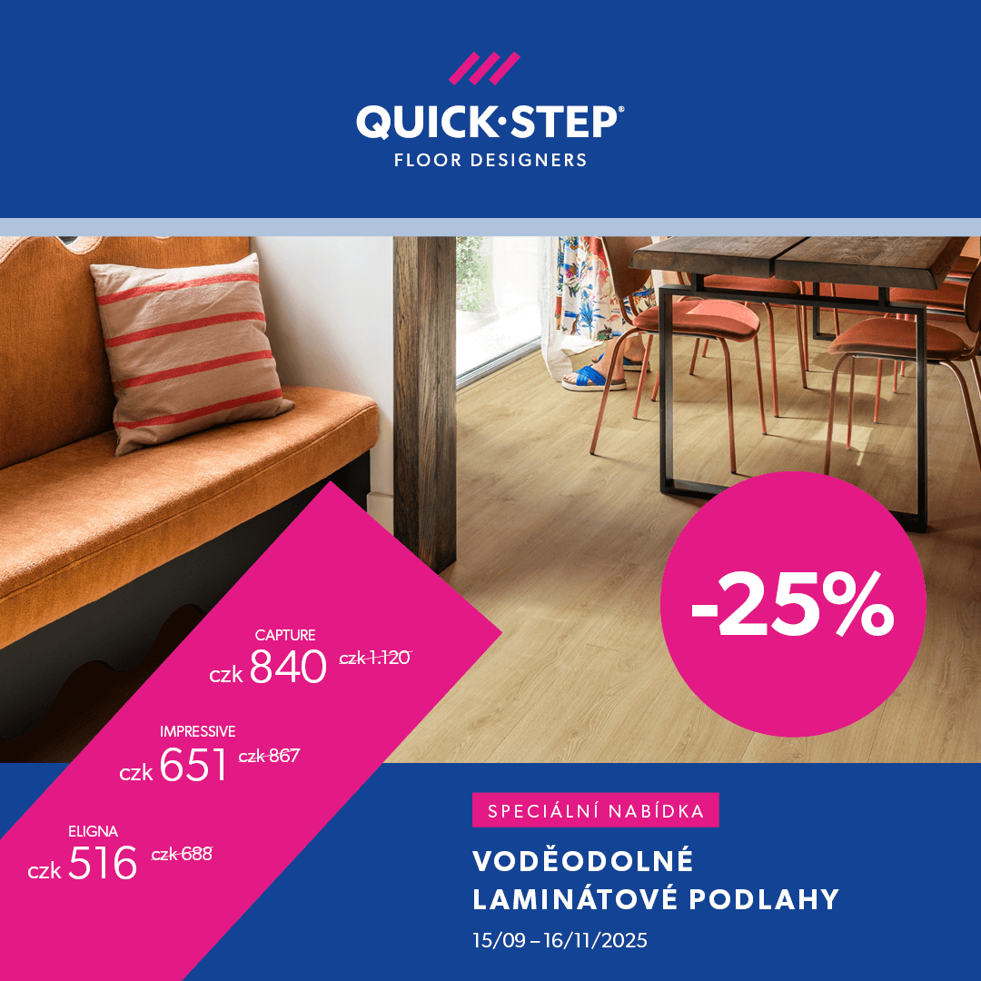 Podzimní akce: Sleva 25 % na laminátové a vinylové podlahy Quick-Step!