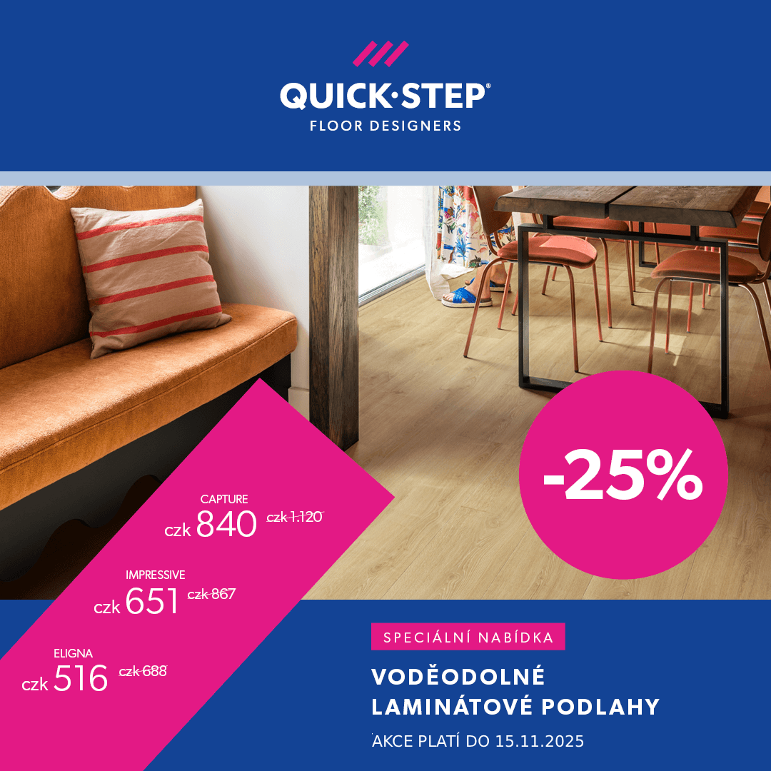 Podzimní akce: Sleva 25 % na laminátové a vinylové podlahy Quick-Step!